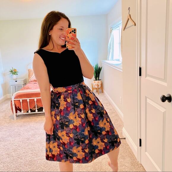 Anthropologie Hutch Black Gold Full Fit & Flare MIDI Dress XS